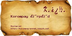 Korompay Árpád névjegykártya